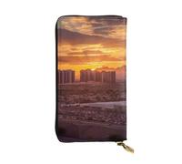 SDTYKHJ Portefeuille pour femme - Grande capacité - Long portefeuille en cuir - Motif coucher de soleil de Las Vegas - Porte-cartes pour téléphone portable
