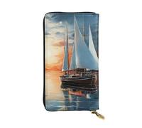 SDTYKHJ Portefeuille pour femme - Grande capacité - Long portefeuille en cuir - Paysage de voile - Porte-cartes pour femme - Porte-carte de voyage