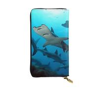 SDTYKHJ Portefeuille pour femme - Grande capacité - Long portefeuille en cuir - Requins marteaux - Porte-cartes pour téléphone portable