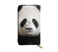 SDTYKHJ Portefeuille pour femme - Grande capacité - Long portefeuille - Joli panda - Tête d'ours - En cuir - Porte-cartes pour téléphone portable - Sac de voyage