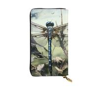 SDTYKHJ Portefeuille pour femme - Grande capacité - Long portefeuille moderne en cuir - Motif libellule - Porte-cartes pour téléphone portable