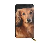 SDTYKHJ Portefeuille pour femme Grande capacité Portefeuille à poils longs Teckel en cuir pour femme Porte-carte pour téléphone portable Sac à main de voyage