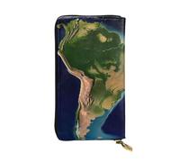 SDTYKHJ Portefeuille pour femme Grande capacité Portefeuille long Amérique du Sud Image satellite Cuir Dames Porte-carte Téléphone Portefeuille Voyage