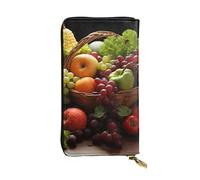 SDTYKHJ Portefeuille pour femme - Grande capacité - Portefeuille long coloré - Différents légumes et fruits - En cuir - Porte-cartes pour femme - Porte-téléphone - Sac à main de voyage
