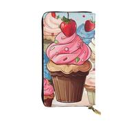 SDTYKHJ Portefeuille pour femme Grande capacité Portefeuille long Cupcakes et crème glacée en cuir pour femme Porte-cartes Téléphone Sac à main de voyage