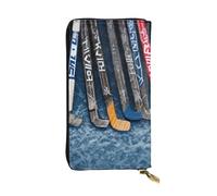 SDTYKHJ Portefeuille pour femme - Grande capacité - Portefeuille long en cuir avec bâtons de hockey sur glace - Porte-carte pour téléphone portable