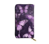 SDTYKHJ Portefeuille pour femme - Grande capacité - Portefeuille long en cuir avec papillons violets - Porte-carte pour téléphone portable