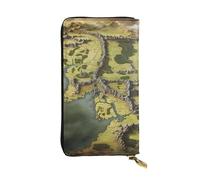SDTYKHJ Portefeuille pour femme - Grande capacité - Portefeuille long en cuir - Carte de la Terre du Milieu - Porte-carte pour téléphone portable