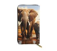 SDTYKHJ Portefeuille pour femme - Grande capacité - Portefeuille long en cuir - Famille d'éléphants - Porte-carte pour téléphone portable