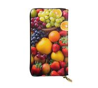SDTYKHJ Portefeuille pour femme - Grande capacité - Portefeuille long en cuir - Fruits frais - Porte-carte pour téléphone portable