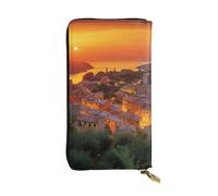 SDTYKHJ Portefeuille pour femme - Grande capacité - Portefeuille long en cuir italien - Coucher de soleil - Porte-carte pour téléphone portable