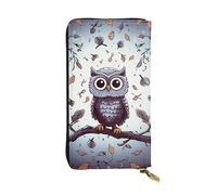 SDTYKHJ Portefeuille pour femme - Grande capacité - Portefeuille long en cuir - Motif hibou et branches d'arbre - Porte-cartes pour téléphone portable