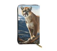 SDTYKHJ Portefeuille pour femme - Grande capacité - Portefeuille long en cuir - Motif lion de montagne - Porte-cartes pour femme - Porte-carte - Portefeuille de voyage