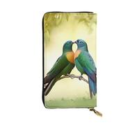 SDTYKHJ Portefeuille pour femme - Grande capacité - Portefeuille long en cuir - Motif oiseaux d'amour - Porte-carte pour téléphone portable
