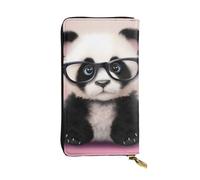 SDTYKHJ Portefeuille pour femme - Grande capacité - Portefeuille long en cuir - Motif panda - Avec lunettes - Porte-carte pour téléphone portable