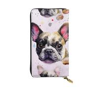 SDTYKHJ Portefeuille pour femme - Grande capacité - Portefeuille long en cuir - Petit bouledogue français - Porte-cartes pour téléphone portable - Sac à main de voyage