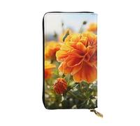 SDTYKHJ Portefeuille pour femme - Grande capacité - Portefeuille long - Fleur de souci - Fleurs d'automne - En cuir - Porte-carte pour téléphone portable - Sac à main de voyage