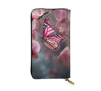SDTYKHJ Portefeuille pour femme - Grande capacité - Portefeuille long - Fleur d'orchidée - Papillon - Printemps - En cuir - Porte-carte pour téléphone portable - Sac de voyage