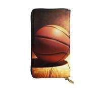 SDTYKHJ Portefeuille pour femme - Grande capacité - Portefeuille long - Fond de basket-ball - En cuir - Porte-carte pour téléphone portable - Sac de voyage