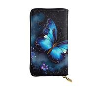 SDTYKHJ Portefeuille pour femme Grande capacité Portefeuille long Galaxy Papillon Bleu Cuir Dames Porte-carte Téléphone Portefeuille Voyage