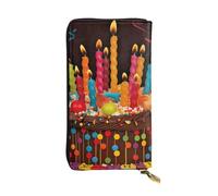 SDTYKHJ Portefeuille pour femme - Grande capacité - Portefeuille long - Happy Birthday - Grand gâteau - En cuir - Porte-carte pour téléphone portable - Sac à main de voyage