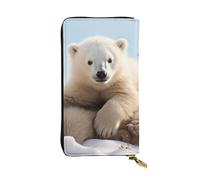 SDTYKHJ Portefeuille pour femme - Grande capacité - Portefeuille long - Joli ours polaire - En cuir - Porte-carte pour téléphone portable