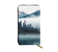 SDTYKHJ Portefeuille pour femme - Grande capacité - Portefeuille long - Paysage de montagnes brumeuses - En cuir - Porte-cartes pour femme - Porte-téléphone - Portefeuille de voyage