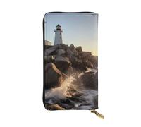 SDTYKHJ Portefeuille pour femme - Grande capacité - Portefeuille long - Phare - Rochers - En cuir - Pour femme - Porte-carte - Porte-téléphone - Sac à main de voyage