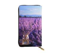 SDTYKHJ Portefeuille pour femme - Grande capacité - Portefeuille long romantique en cuir lavande - Porte-carte pour téléphone portable - Sac à main de voyage