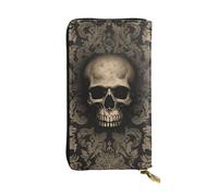 SDTYKHJ Portefeuille pour femme - Grande capacité - Style gothique - En cuir - Motif tête de mort - Porte-carte - Porte-carte - Portefeuille de voyage