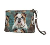SDTYKHJ Sac à main en cuir pour femme avec dragonne, pochette pour téléphone portable, motif bouledogue anglais