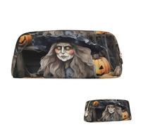 SDTYKHJ Trousse à crayons amusante pour Halloween, sorcière, grande trousse à crayons portable, pochette esthétique, trousse de maquillage en cuir, Or, One Size