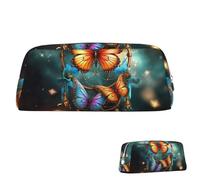 SDTYKHJ Trousse à crayons, attrape-rêves, papillon, grande trousse portable pour pièces de monnaie, esthétique, trousse de maquillage en cuir, Argenté., Taille unique