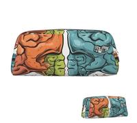 SDTYKHJ Trousse à crayons avec fonctions cérébrales gauche et droite - Grande trousse à crayons portable pour pièces de monnaie - Esthétique - Trousse de maquillage en cuir, Argenté., Taille unique