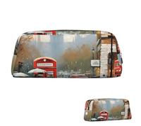 SDTYKHJ Trousse à crayons avec impression Londres - Grande trousse à crayons portable - Pochette esthétique - Trousse de maquillage en cuir, doré, One Size