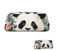 SDTYKHJ Trousse à crayons avec imprimé panda - Grande trousse portable pour pièces de monnaie - Sac de maquillage en cuir, Argenté, One Size