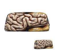 SDTYKHJ Trousse à crayons avec motif cerveau humain - Pochette portable pour pièces de monnaie - Esthétique - Trousse de maquillage en cuir, doré, One Size