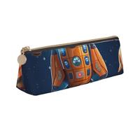 SDTYKHJ Trousse à crayons avec motif de fusée spatiale de dessin animé - Grande trousse à crayons portable pour pièces de monnaie - Esthétique - Trousse de maquillage en cuir