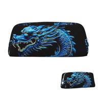 SDTYKHJ Trousse à crayons avec motif dragon bleu - Pochette portable pour pièces de monnaie - Esthétique - Trousse de maquillage en cuir, Argenté., Taille unique