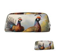 SDTYKHJ Trousse à crayons avec motif faisans et animaux - Grande trousse à crayons portable - Pochette esthétique - Trousse de maquillage en cuir, Argenté., Taille unique