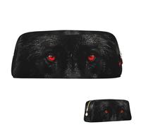 SDTYKHJ Trousse à crayons avec motif loup aux yeux rouges - Pochette portable pour pièces de monnaie - Trousse de maquillage en cuir