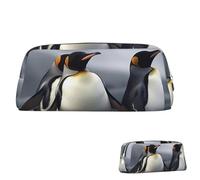 SDTYKHJ Trousse à crayons avec motif pingouins amusants - Grande trousse portable pour pièces de monnaie - Sac de maquillage en cuir, Argenté, One Size
