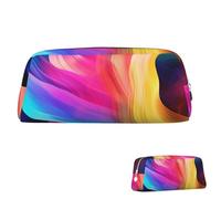 SDTYKHJ Trousse à crayons avec motif vagues colorées - Grande trousse portable pour pièces de monnaie - Esthétique - Trousse de maquillage en cuir, Argenté., Taille unique