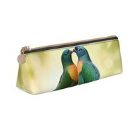 SDTYKHJ Trousse à crayons avec oiseaux d'amour - Grande trousse à crayons portable - Pochette esthétique - Trousse de maquillage en cuir