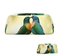 SDTYKHJ Trousse à crayons avec oiseaux d'amour - Grande trousse à crayons portable - Pochette esthétique - Trousse de maquillage en cuir, doré, One Size