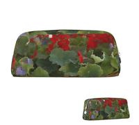 SDTYKHJ Trousse à crayons avec panier de géranium, grande trousse à crayons, pochette portable pour pièces de monnaie, sac esthétique, sac de maquillage en cuir, Argenté., Taille unique