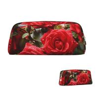 SDTYKHJ Trousse à crayons avec roses rouges Bush in the Garden Grande trousse à crayons portable pochette esthétique trousse de maquillage en cuir, doré, One Size