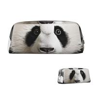 SDTYKHJ Trousse à crayons avec tête de panda - Grande trousse à crayons portable pour pièces de monnaie - Trousse de maquillage en cuir, Argenté, taille unique
