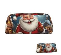 SDTYKHJ Trousse à crayons avec zoom Père Noël - Grande trousse à crayons portable pour pièces de monnaie - Esthétique - Trousse de maquillage en cuir, doré, taille unique