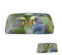 SDTYKHJ Trousse à crayons bleue et verte - Grande trousse à crayons portable pour pièces de monnaie - Sac de maquillage en cuir, Argenté, One Size